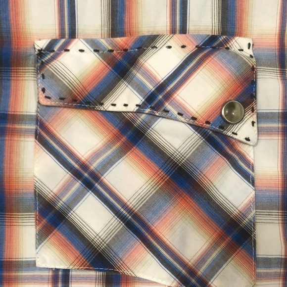 Wrangler Vintage Pearl Snap Plaid Flap Chest Pocket Ling Sleeve Shirt - Picture 9 of 10